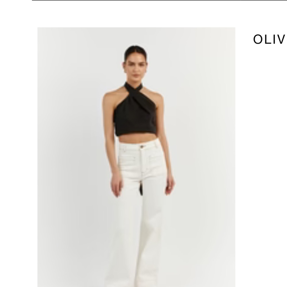 Dissh OLIVIA BLACK COTTON HALTER TOP NWT